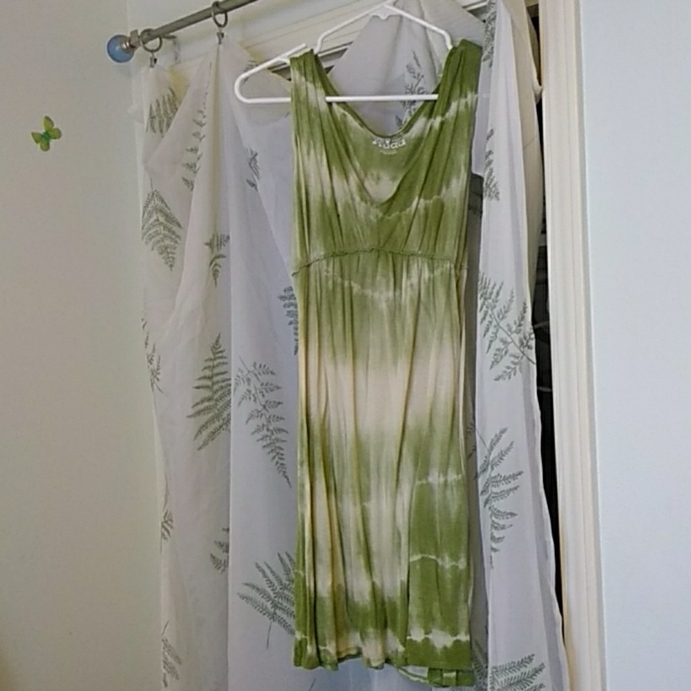 Green tye dye sun dress